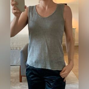 Gray 100% Linen Knit Tank Top